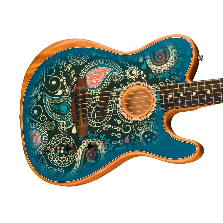 Fender FSR American Acoustasonic Telecaster Acoustic Guitar w/bag, Ebony FB, Blue Paisley |  FENDER |  ACOUSTIC GUITAR |  Zoso Music