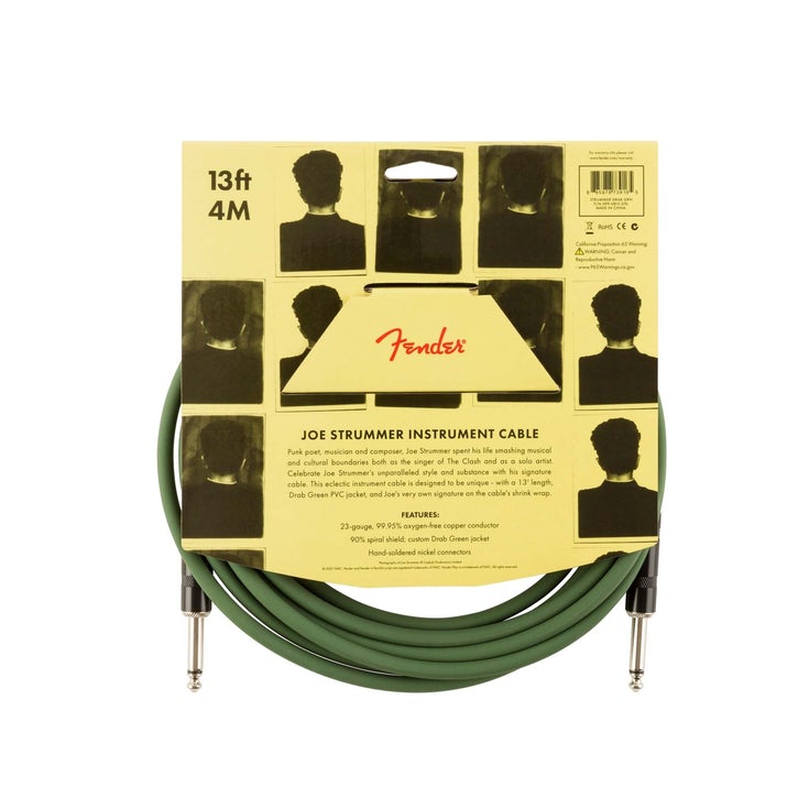 Fender Joe Strummer 13 inch Instrument Cable, Drab Green |  FENDER |  CABLES |  Zoso Music