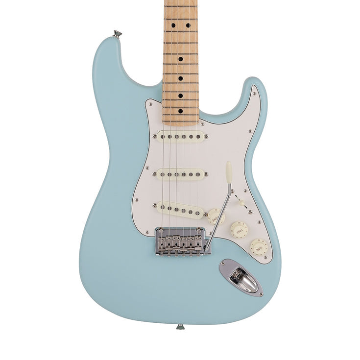 Fender Japan Junior Collection Stratocaster Electric Guitar, Maple FB, Satin Daphne Blue |  FENDER |  ELECTRIC GUITAR |  Zoso Music