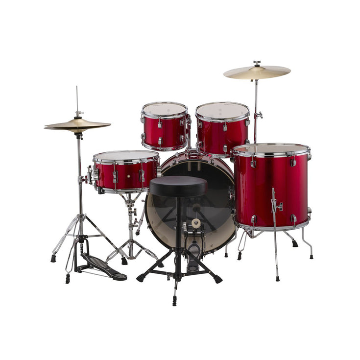 Ludwig Lc16514 Accent Drive 5-piece Drums Set With Hardware, Throne, Cymbal, Red Foil Color (Full Set)