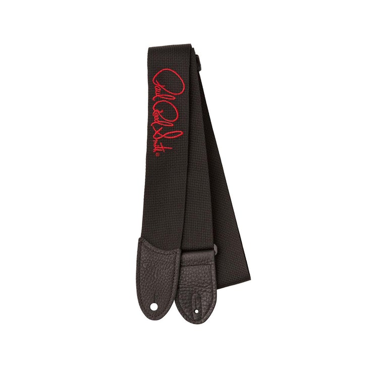 PRS Signature Logo 2inch Poly Guitar Strap, Black with Red Logo |  PRS |  STRAP |  Zoso Music