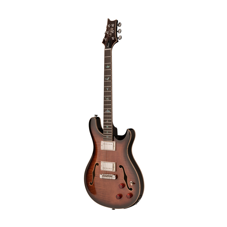 PRS SE Hollowbody II Piezo Electric Guitar w/Case, Black Gold Burst