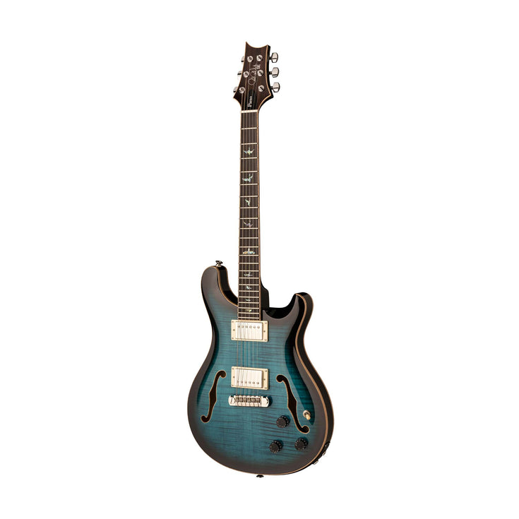 PRS SE Hollowbody II Piezo Electric Guitar w/Case, Peacock Blue Smokeburst