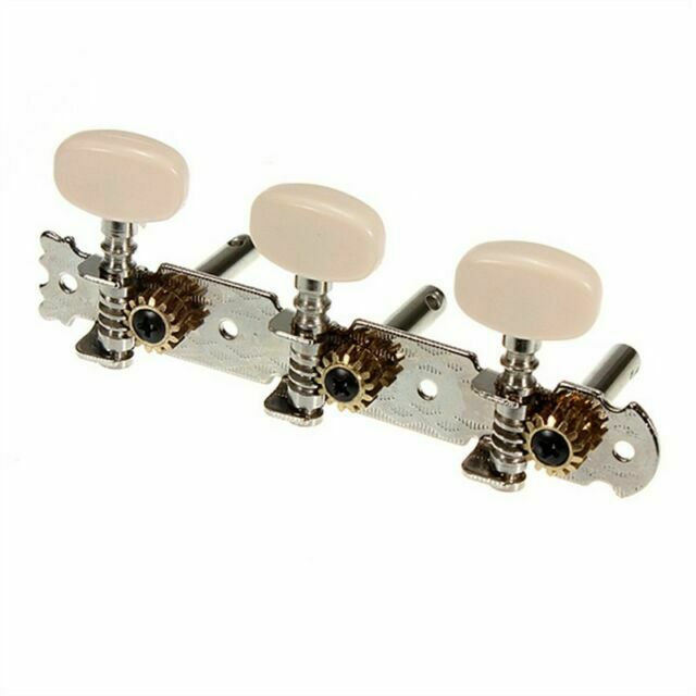 CHROME + WHITE 3 ON A PLATE GUITAR MACHINE HEADS TUNING PEGS KEYS TUNERS (ACOUSTIC GUITAR/ ZOSO) | KM , Zoso Music