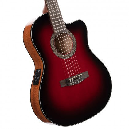 Cort Jade Nylon Classical Guitar EQ With Bag Burgundy Red Burst | CORT , Zoso Music
